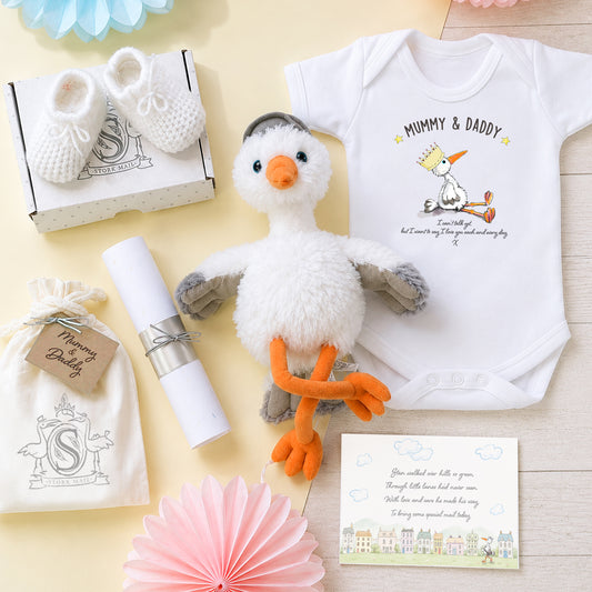 New Parents Cuddly Stork Gift Set