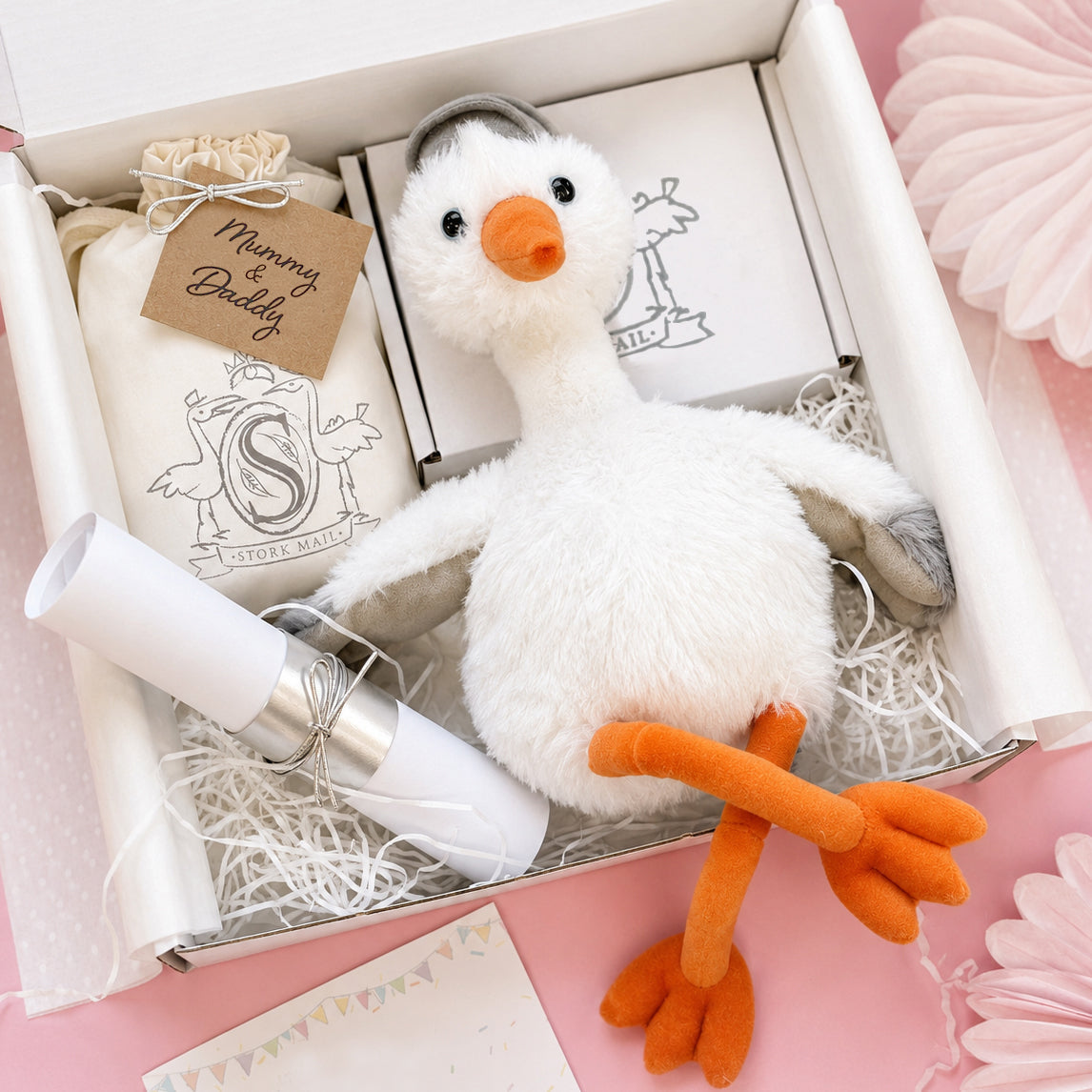 New Parents Cuddly Stork Gift Set