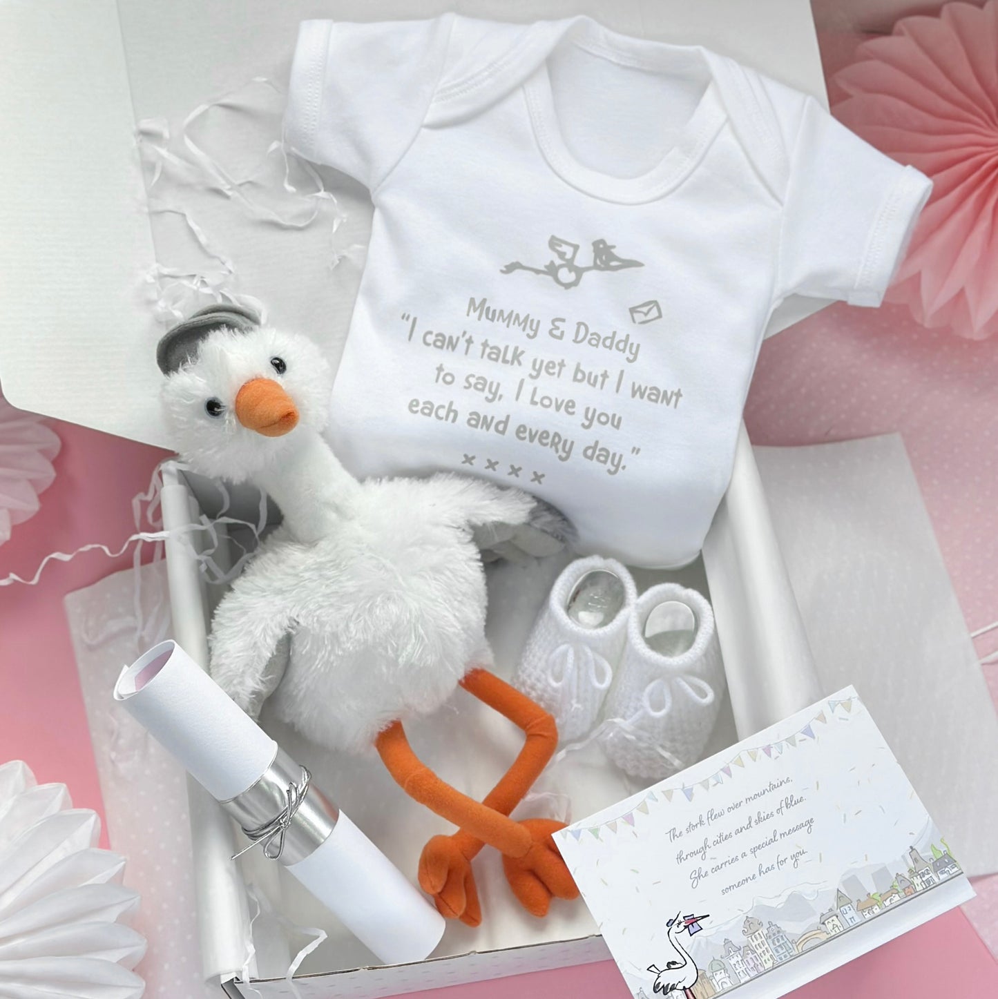 Mummy And Daddy To Be Cuddly Stork Gift Set