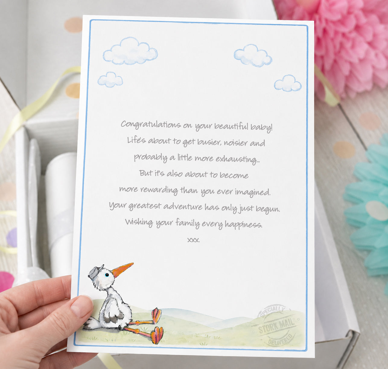 New Parents Cuddly Stork Gift Set